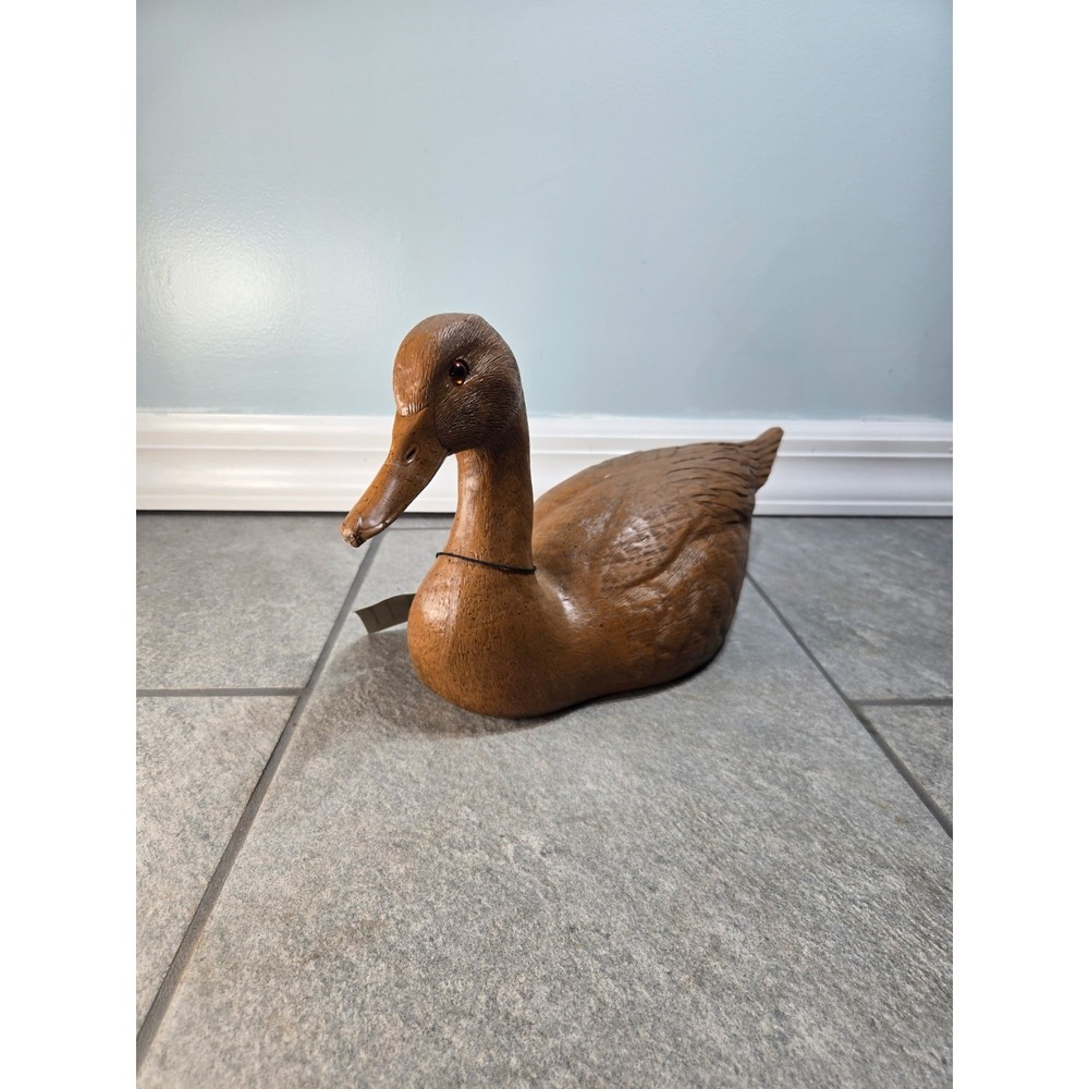 Vintage Craft-Tex Duck Decoy Figurine Cast Resin Wildlife Decor w/ Tag